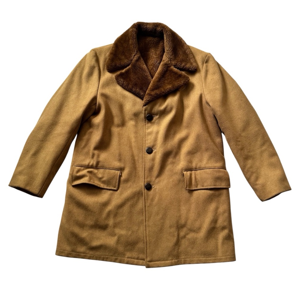 Vintage 70s/1970s jacket with sheerling faux fur collar, button up